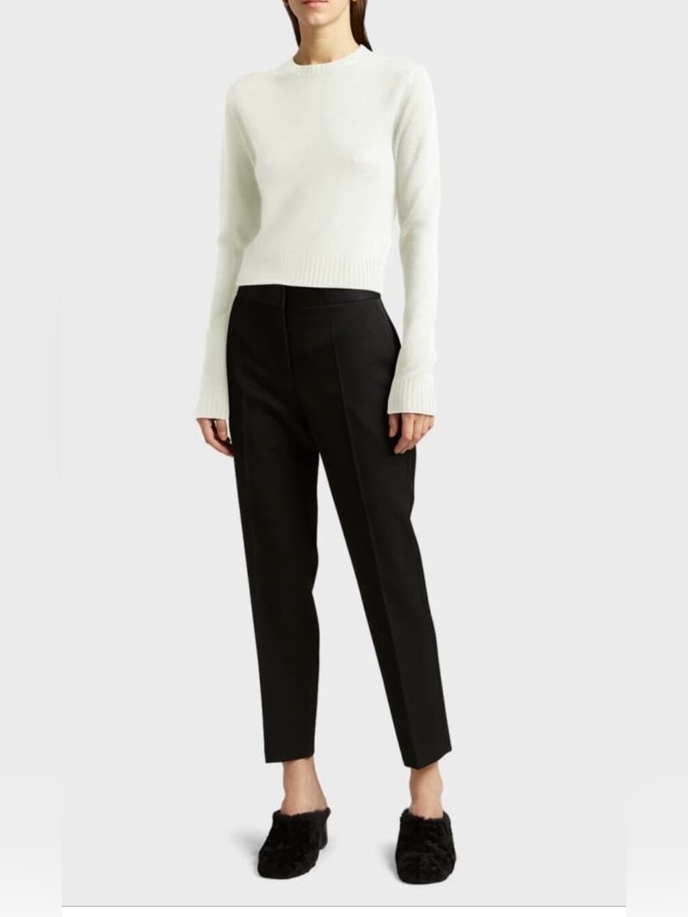 Jil Sander Black Cotton Stretch Cropped Cigarette Pants 40 Minimalist Tailored
